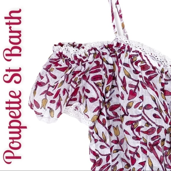 NWT POUPETTE ST BARTH Honey Sheer Cropped Tropical Cotton Mini Top, Size Medium - Picture 3 of 12